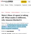 A screenshot of a The Diplomat Express article discussing Meta's AI agent taking different actions based on user requests involving real weapons.