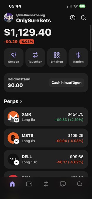 The image shows a black iPhone screen displaying information about a portfolio's performance, including stock prices, gains/losses, and trading volume. The text accompanying this display includes "Portfolio Update Full Port $STRC 6x to 180 in a day or 400", suggesting that someone is updating their portfolio based on the current market trends.