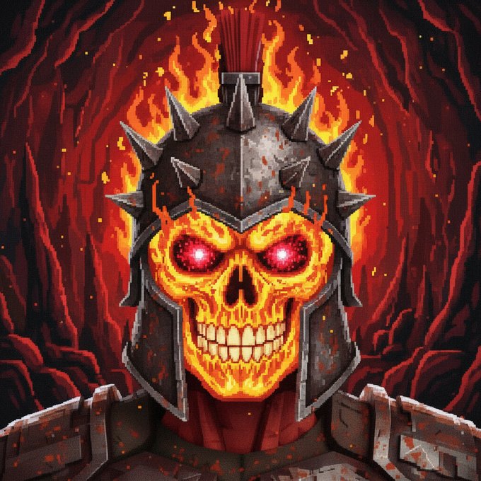 A fiery skull-faced warrior in spiked, battle-worn Spartan armor stands amid a blazing red-orange inferno, with glowing red eyes and a red plume atop the helmet visually embodying the post's "reborn" Spartans rallying cry and the urgency of the 24-hour public window before the spartansonchain.xyz account goes private.