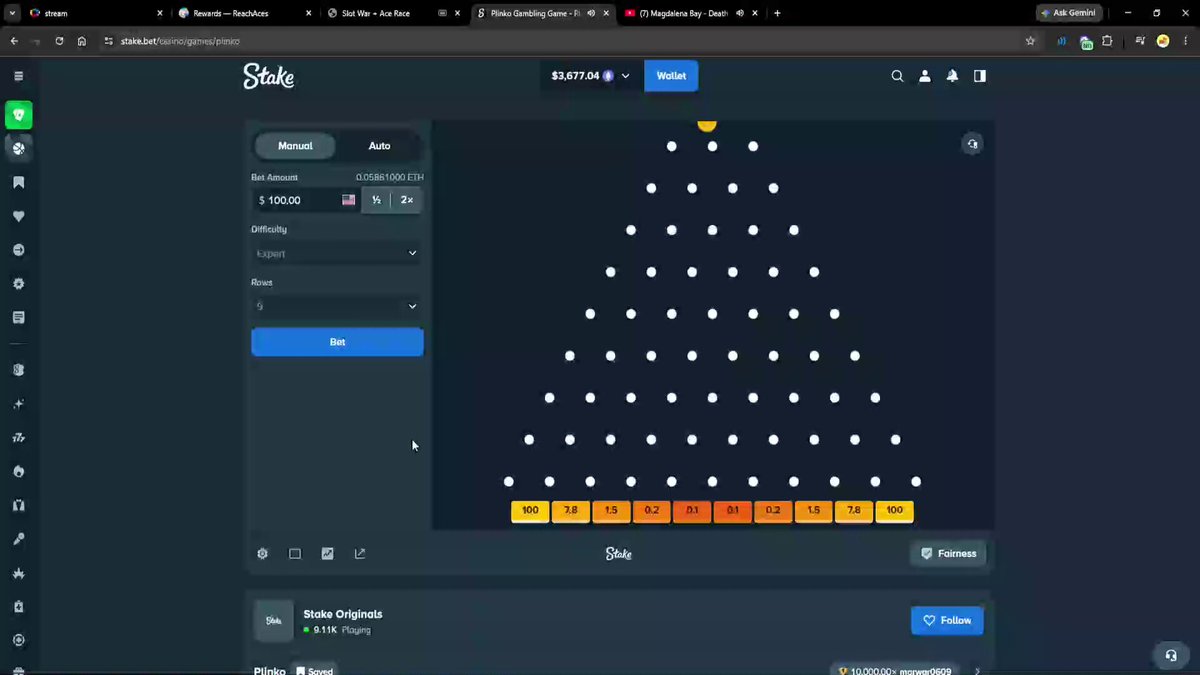 The screen displays a game with a grid full of dots arranged in a triangle shape. The player has lost $12k towards the bottom left corner, likely after completing a level or task within the game. The main post suggests that players should like+follow this new player to gain extra rewards and tips from them.