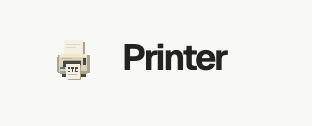 A simple image with a printer icon next to the word 'Printer' on a white background.