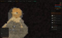 A blurry screenshot of a pixelated online game interface showing a character in a desert area.