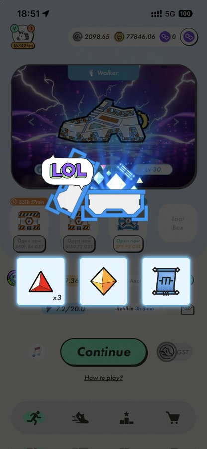 The image shows a phone screen with an app icon displayed at the top left corner. Below the icon, there are three different icons representing various game options or activities. The first icon is a blue triangle with a red "L" on it, indicating that the user has chosen this option. The second icon is a white rectangle with a black "W" on it, suggesting they have selected the "Work" activity. The third icon is a yellow diamond with an orange "A", which could represent a different game or activity choice.