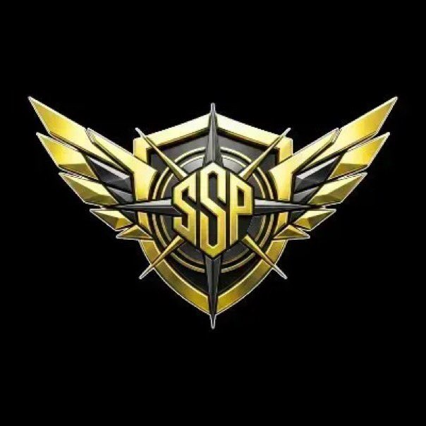 A gold and silver metallic emblem featuring wings, a shield, and the letters 'SP' in the center on a black background.