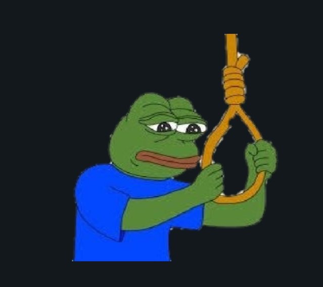 The 'Hopeless' Pepe the Frog meme depicting a sad green frog in a blue shirt holding a noose made of rope against a dark background.