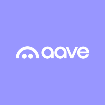 The image shows the Aave logo (stylized "a" with dots resembling a gauge) in white text on a light purple/lavender background. The logo corresponds to the Aave protocol mentioned in the post about its recent governance proposal to wind down certain deployments and offboard low-adoption reserves.