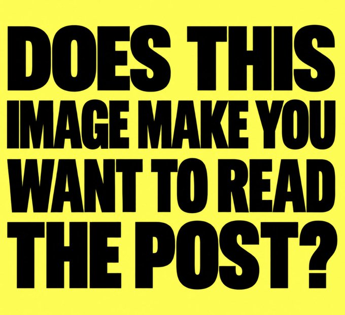 Bold black text on a yellow background asks 'DOES THIS IMAGE MAKE YOU WANT TO READ THE POST?'