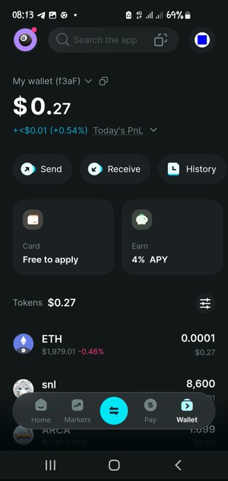 The image shows a cell phone screen displaying information about an app called "bitget". The app appears to be related to cryptocurrency, as indicated by its name and the presence of a Bitcoin symbol at the bottom right corner. The user's wallet is currently empty, with no transactions or balances visible on the screen.