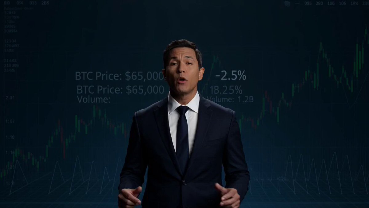 The image shows a man standing behind a desk with his arms outstretched, wearing a suit and tie. He appears to be an employee of Strategy, who has sold 32 Bitcoins at all times. This statement is made in response to a headline that reads, "The market didn' t panic because Strategy sold 32 BTC". The context suggests that the man is discussing or defending this strategy in relation to the Bitcoin exchange.