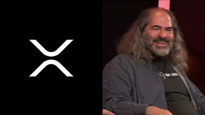 The image shows a split display featuring the XRP logo on the left and a smiling man with long hair and a beard wearing an XRP Ledger t-shirt on the right, visually supporting the post's claim about an XRPL validator discussing XRP Ledger's growing adoption in traditional finance.