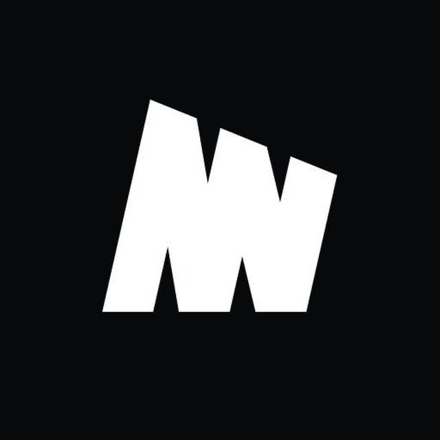 A stylized white letter 'M' logo on a black background.