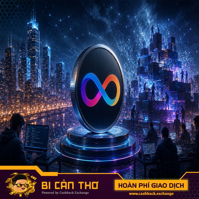The image features a coin called the "ICP" or Infinity Cryptocurrency token which is sitting on top of a display stand. The setting includes a cityscape with people working on computers, possibly attending an event like CoFi QUIETLY building strength even as price remains near the bottom of a webpage indicating that it is being used by Cashback Exchange. This image may be related to the post about the Internet Computer coin created by ICP in January 2014, which has been drawing attention with its development activity and the promise of high returns on investment (HBO).