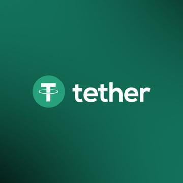 Tether logo displayed on a green background.