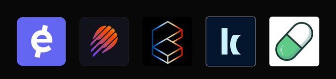 The image displays five cryptocurrency platform logos side by side: Celo (purple "C" symbol), Meteora (orange/red flame design), an abstract 3D cube logo, Kamino (white "K" on dark blue), and a green pill/capsule icon for Collector Crypt. These logos visually represent the five platforms mentioned in the post—SuperteamEarn, MeteoraAG, Pumpfun, Kamino, and Collector_Crypt—that users are being asked to compare for profitability in the first half of the year.