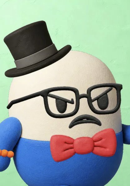 A grumpy-looking Humpty Dumpty character wearing a black top hat, glasses, and a red bow tie stands against a mint green background, appearing visually to represent the trader "Weeshark" mentioned in the post, who has surpassed nearly everyone on the FOMO Top 15 with their $1.785M realized PNL.