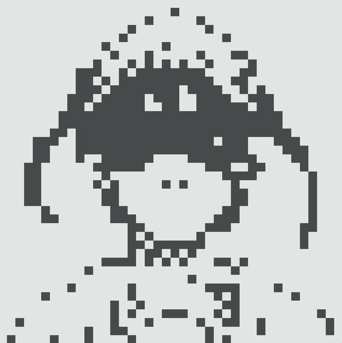 A pixelated alien character with a mushroom-like hat and jagged smile, alongside a small "13" amid scattered blocks, visually represents the post's tally of 14 "Normies" NFTs (13 standard ones plus 1 customized human), marking the collection's progress toward a 15th member.