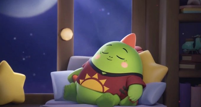 The image features a cartoon character named Sleepagotchi who appears to be taking a nap or sleeping while sitting on a bed with pillows. The character has a red shirt, which could indicate that they are a character from a video game like Pokemon Go. The background of the image shows a window and stars, creating an atmosphere reminiscent of a nighttime scene in a cartoon setting. The post about Sleepagotchi's transformation into a full Ai-powered health and wellness platform suggests that the character is being used to track users' vital signs and provide personalized recommendations for maintaining their well-being.

The image also contains text that reads "The big pivot @sleepagotchi started as asleep to earn game……...and now they are turning in To a full Ai powered health and wellness platform Our bodies already give out signals that can be tracked like our heart rate, sleepagotchi is tracking our data and signals through". This text connects the character Sleepagotchi's transformation with the idea of using technology for personal well-being.