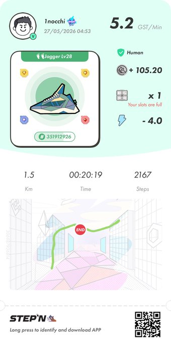 The image shows a step-by-step guide for using an app called "StepN" that tracks steps taken during exercise sessions. The app displays information about the user's progress, including their current step count, distance traveled, calories burned, and time spent exercising.