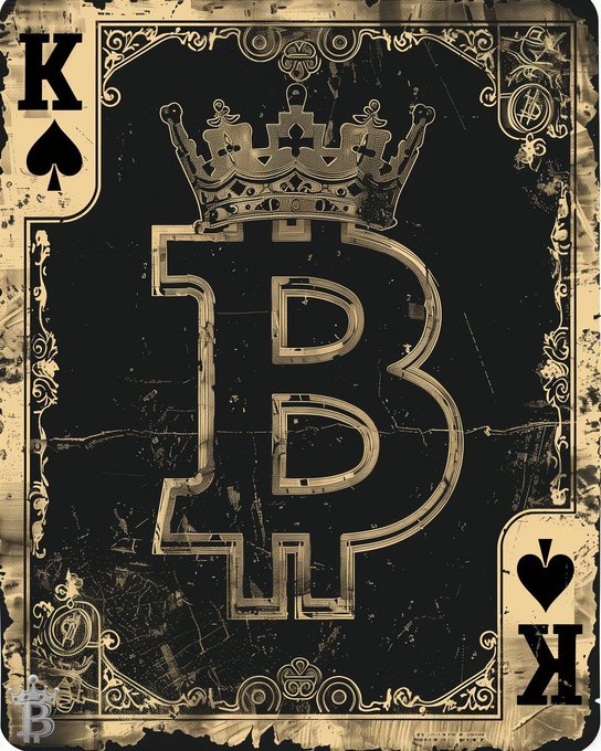 A weathered, black-and-gold stylized playing card featuring a large 'B' topped with a crown, marked 'K' and 'Spade' symbols in the corners.