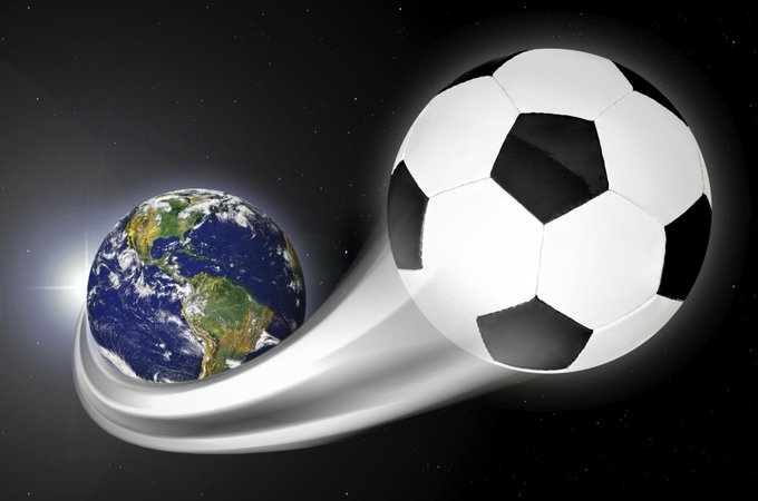 The image features a soccer ball floating in space, with the Earth positioned behind it. The caption of the image reads "WorldCupMoon will soon be launched on @Pumpfun Stay tuned for updates." This suggests that there might be an upcoming event related to the World Cup or a similar global gathering involving sports and entertainment.