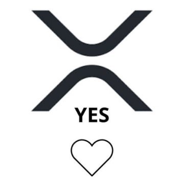 A black and white image featuring an XRP logo above the word "YES" with a heart symbol below, visually affirming the post's question about whether $XRP will surpass $10 by end of December.