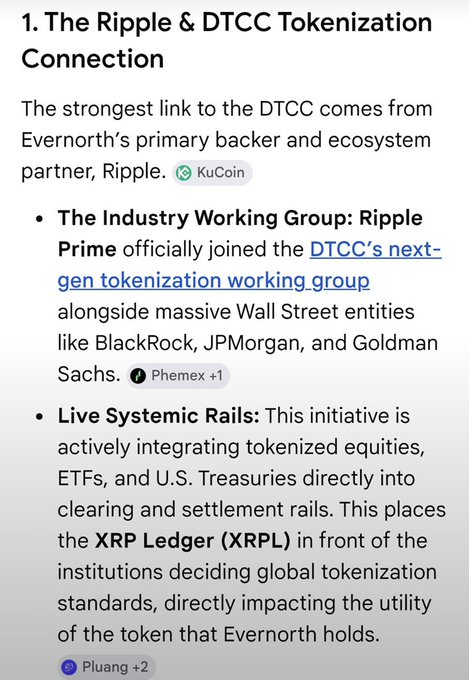 The image is a screenshot detailing Ripple's connection to the DTCC's tokenization initiative, highlighting that Ripple Prime joined the DTCC's next-gen tokenization working group alongside Wall Street giants like BlackRock, JPMorgan, and Goldman Sachs, with the initiative integrating tokenized assets into clearing and settlement rails on the XRP Ledger (XRPL).

The post ("Truth hurts for $XRP haters") relates to the image by emphasizing the bullish narrative that Ripple/XRP is gaining significant institutional traction through its involvement with major financial infrastructure players, countering negative sentiment about the token.