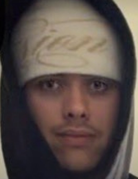 A close-up shows a man wearing a black hood with a white bandana featuring gold cursive text (appearing to read "Trust"), making direct eye contact with a serious expression—likely the image someone is asking permission to use in their NFT project.