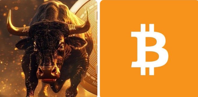 The image features a powerful golden bull beside the orange Bitcoin (₿) logo, symbolizing bullish momentum in the crypto market. It complements the post's news of Strive's massive 1,800 BTC purchase worth ~$143M, reinforcing the "bullish" corporate accumulation narrative.