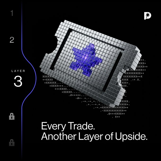 A stylized 3D graphic of an arcade cabinet with a blue character, labeled 'LAYER 3' with the tagline 'Every Trade. Another Layer of Upside.'