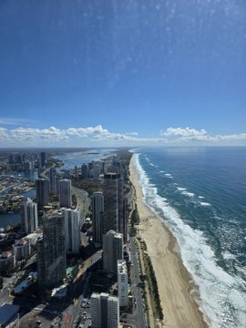 An aerial view of the Gold Coast, Australia, showcasing its iconic skyline and long sandy beach alongside the ocean. The image metaphorically captures the "time to max long" sentiment, with the endless horizon stretching into the distance symbolizing a long-term, hands-off investment approach.