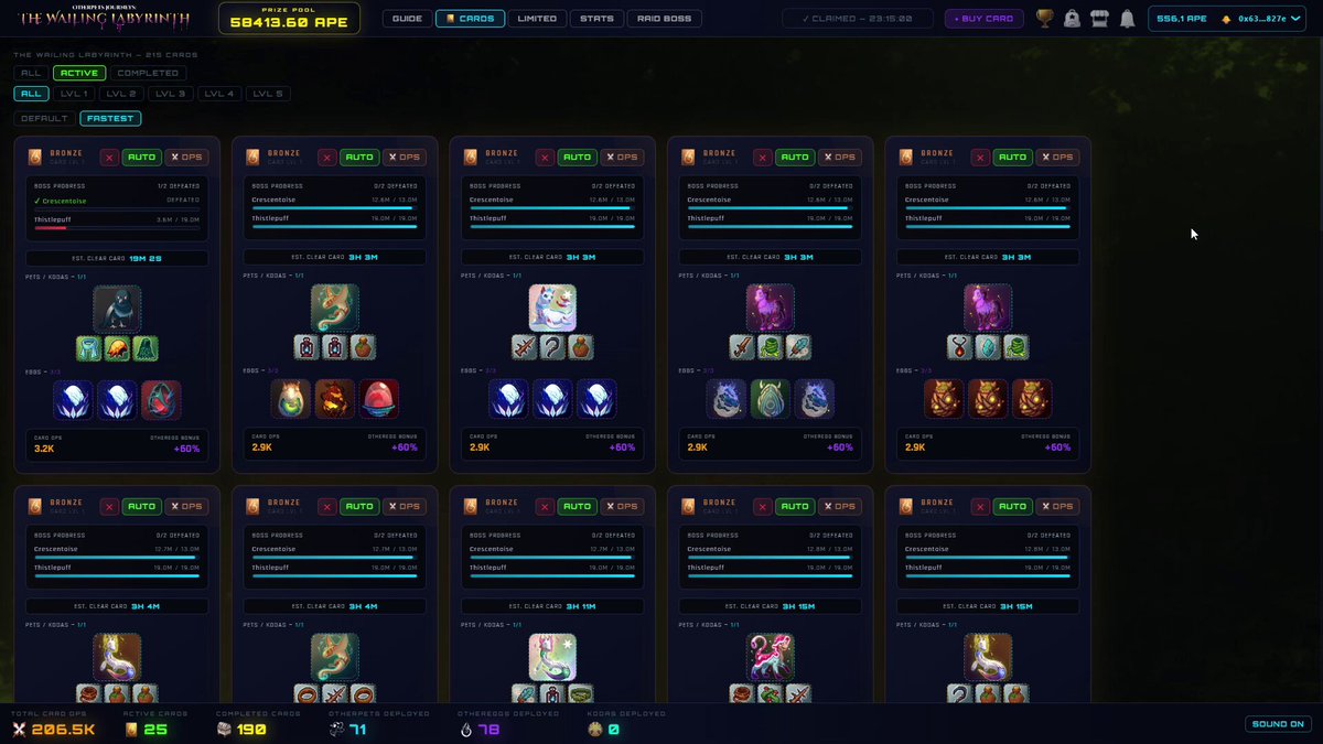 The image shows a computer screen displaying a grid of nine different game characters, each with their own unique abilities and powers. The characters are arranged in rows and columns, creating an organized layout that allows for easy comparison between them. The post about the game characters is titled "My @OtherEggGenesis Squad fighting inside the Wailing Labyrinth. On ApeChain". This title suggests that the characters might be part of a role-playing or adventure game set within a virtual world with intricate and complex gameplay mechanics, such as the Labyrinth.