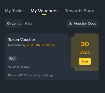 The image shows a screenshot of an e-commerce platform that displays information about a recent payment, including a User Defined Currency (USD) payment for $20. The text below the image provides context related to a Binance BOS Community challenge event, where people who joined had their efforts rewarded by receiving another $20 as payment. The post also mentions using the new feature of receiving points for every USDC transaction made through this platform, further emphasizing the benefits of joining and participating in the challenge.