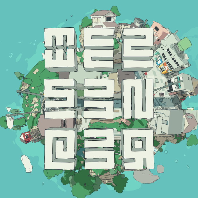 A graphic displays stylized text reading 'M 2 2 SE SSIN G' over an illustrated floating island with buildings and trees.