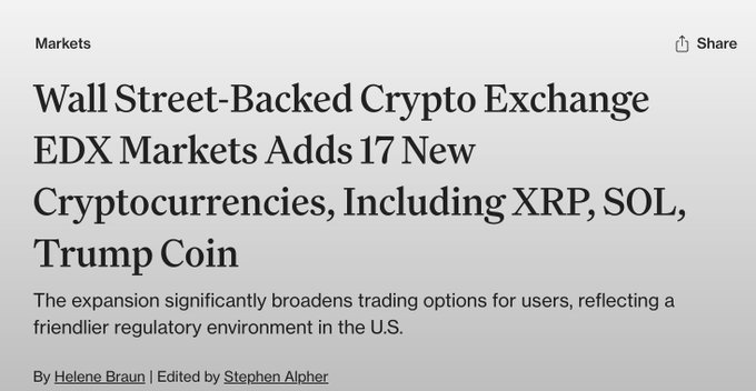 The image shows a screenshot of an article about Bitcoin, specifically focusing on its current status as a viable currency for institutional investors. The text in the image indicates that XRP (XRP) is available on EDX markets, which are exclusively built for institutional investors. This information suggests that the exchange has been designed to cater to the needs and preferences of large-scale investors who want to invest in Bitcoin or other digital assets.