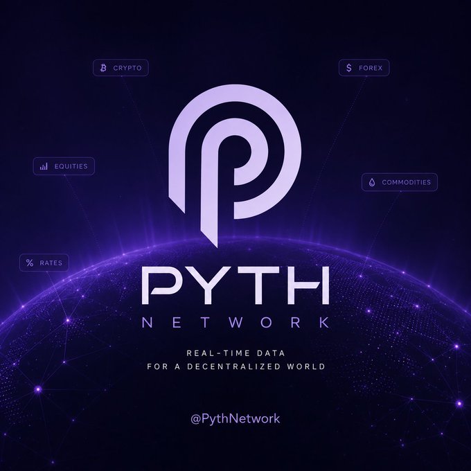 The image features a purple logo for a cryptocurrency called "Pyth Network" with a globe behind it. The background of the image is dark blue, which contrasts with the vibrant purple logo. Below the logo, there are descriptions of various cryptocurrencies such as Bitcoin, Etherium, Ripple, and Litecoin. These descriptions provide information about each cryptocurrency's features and uses.
