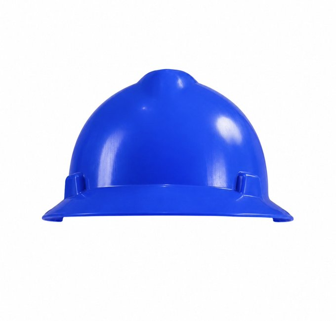 A blue hard hat/safety helmet displayed against a white background.