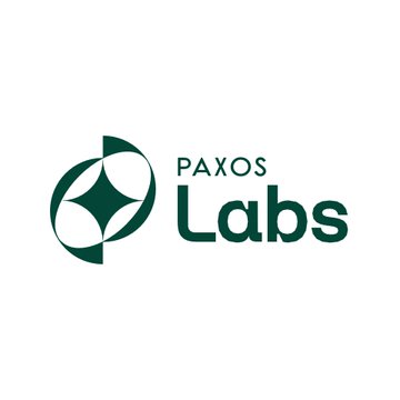 The image shows the Paxos Labs logo, featuring a dark green circular emblem with a four-pointed star design alongside the text "PAXOS Labs." The logo represents the company behind the newly launched PAXGy token, a PAXG-backed yield-generating product that deploys reserves into the institutional gold leasing market.