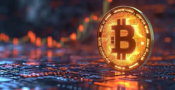 A glowing Bitcoin coin stands prominently on a reflective circuit-board surface with orange bokeh lights, visually symbolizing the $462.7M Bitcoin ETF outflows mentioned in the post, contrasting Bitcoin's recent downturn against Ethereum's continued $196.9M ETF momentum.