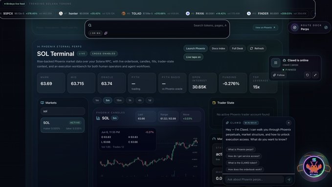 The image shows a screenshot of an online trading platform, specifically for Bitcoin trading. The main focus of the image is the trading interface which displays various tabs with different information about transactions, like prices, trading history, and market data. Below this screen, there is a text box that reads "We like the S tier TA for lobsters on @solana named clawd X402.wtf/perps". This phrase refers to a social media post related to the Bitcoin trading platform by someone who likes one of the trading tabs. The title and content are in black, providing emphasis to the relevant information within this screenshot.