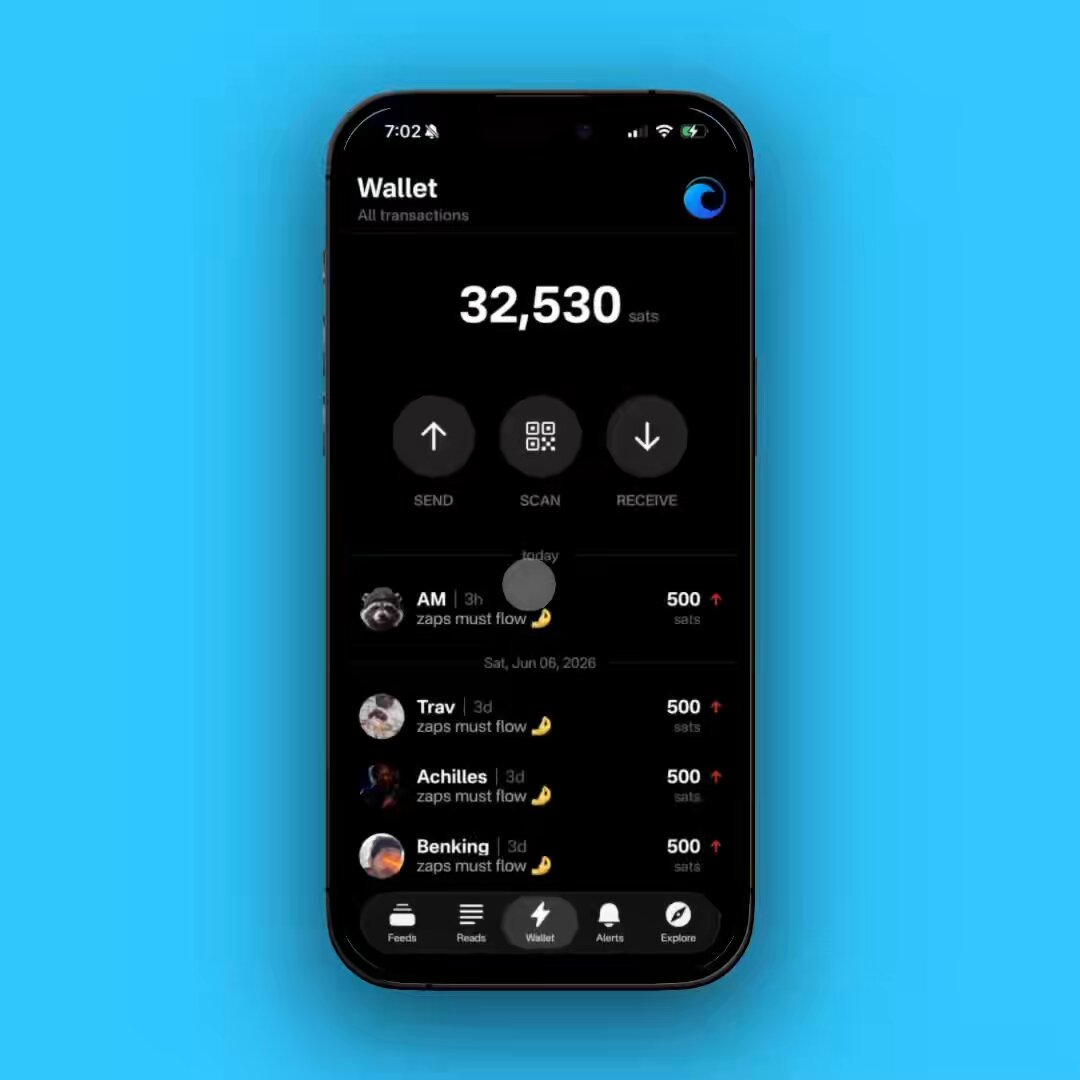 The image shows a smartphone screen displaying various app icons, including one for Bitcoin transactions. The main focus of the image is an app icon that reads "Skip the lightning invoices & just zapback whoever picked up the bill." This suggests that the user might be interested in Bitcoin and wants to avoid dealing with traditional payment methods like credit cards or checks.
