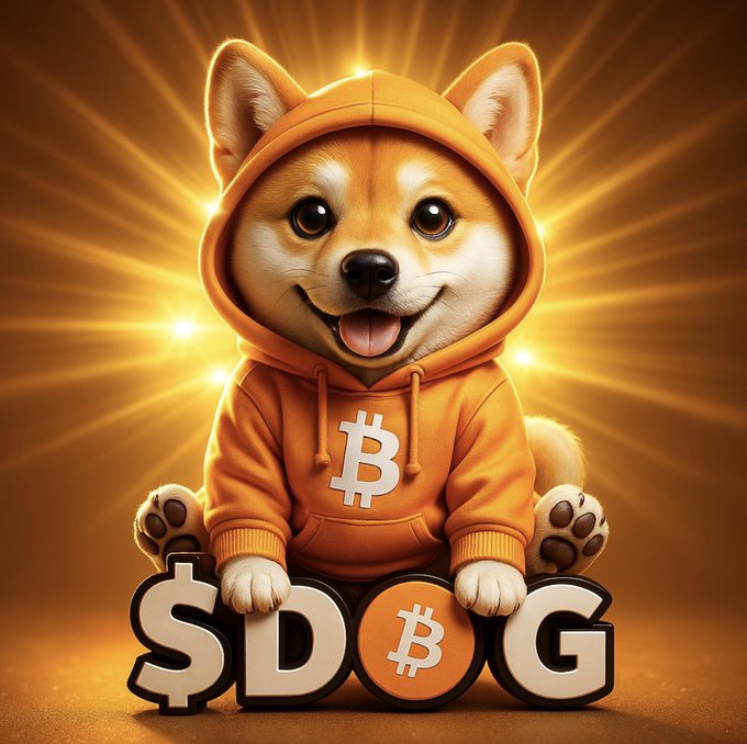 The image features a cartoon dog wearing an orange hoodie with the word "BET" written on it, sitting next to a $DOG sign. The background of the image has a yellow glow, which adds a warm and inviting atmosphere to the scene.