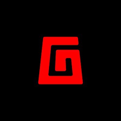 The image displays a stylized red "G" logo on a black background, appearing to be a graphic symbol or icon. There is no visible text, numbers, or names to transcribe, so it doesn't directly connect to the post's mention of a "GC" (likely "ground crew" or a giveaway group in trading slang).
