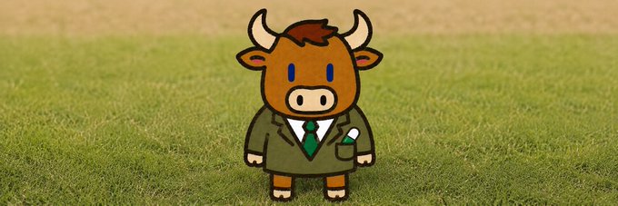 A cartoon bull wearing a suit and green tie stands on a grassy field, serving as the newly added banner image for the Solana token "$PUMPBULL" on Moby.