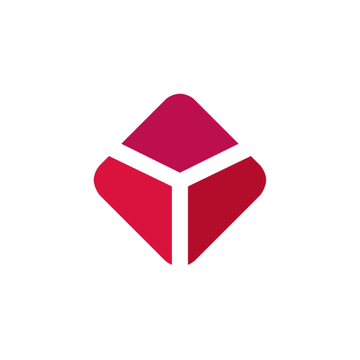 The image shows a stylized geometric icon resembling a cube or hexagonal shape in red and pink tones, viewed from above with a 3D perspective. It relates to the post as the logo for the SUI blockchain, which is now available on a new trading platform.