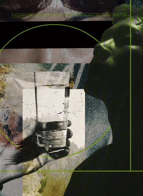 The image features a person holding up a glass of water with their left hand, while another person's face can be seen behind them. The background includes a green circle that appears to be made out of white paper or fabric. The caption on the image reads "Turn your everyday browsing into passive income. With the Titan install-to-earn Chrome extension, you get paid simply for securely sharing your unused bandwidth while you surf the web".