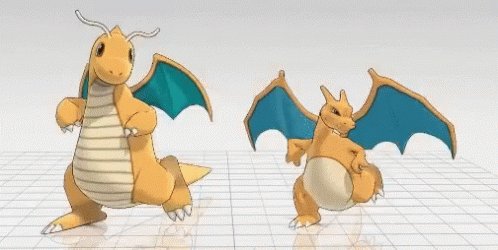 iced dragons with blue wings and orange bodies stand on a gray grid, facing opposite directions against a white background.