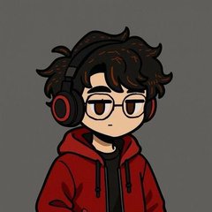 A chibi-style cartoon avatar of a young person with messy dark hair, glasses, and black headphones, wearing a red hoodie over a black shirt. The friendly, casual avatar complements the post's "Gm CT" greeting and "Banner edition" call-out, fitting a personalized profile or banner introduction seeking community connections.
