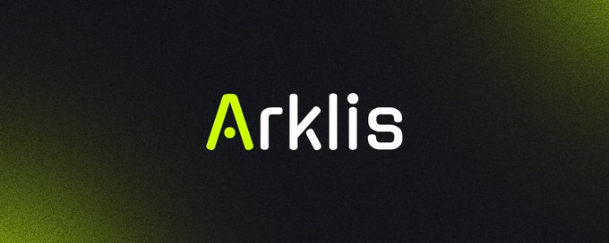 A dark gradient background with green lighting displays the 'Arklis' logo in white and green text.