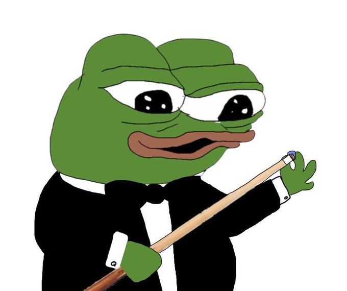 A smug, tuxedo-wearing Pepe the Frog dressed as a butler holds a cane, humorously embodying the confident "buying everything under this post" sentiment by appearing ready to whisk away every item at any price.