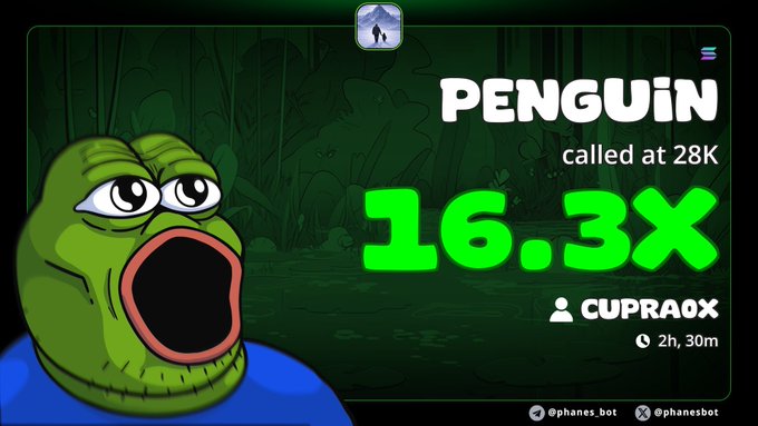 The image features a cartoon penguin with its mouth open, surrounded by trees and bushes. The text "Penguin called at 28K BECAUSE OF SNIPERS THIS TIME IM GONNA GONNA MAKE A LOT OF SOLAMIS TURN YOUR NOTIS ON LAUNCH NEXT week" is displayed in the image. This message seems to be related to a post on social media, possibly about an event or competition involving penguins and snipsers (a type of video game controller). The post encourages users to participate by sharing it with their friends and family, as there are many people who have already shared this post.